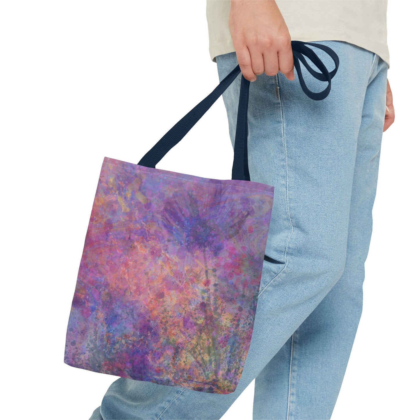 Dreamy Floral Tote Bag in Purple, Pink, and Blue