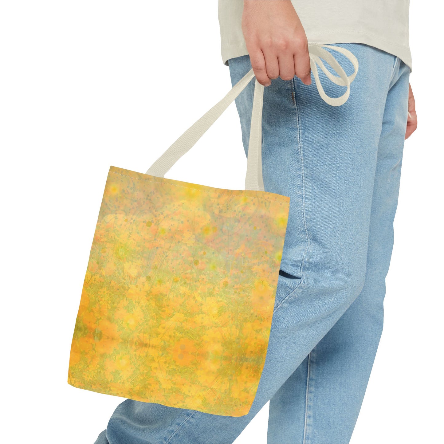 Sunlit Meadow Tote Bag - Vibrant Yellow Flower Field Design