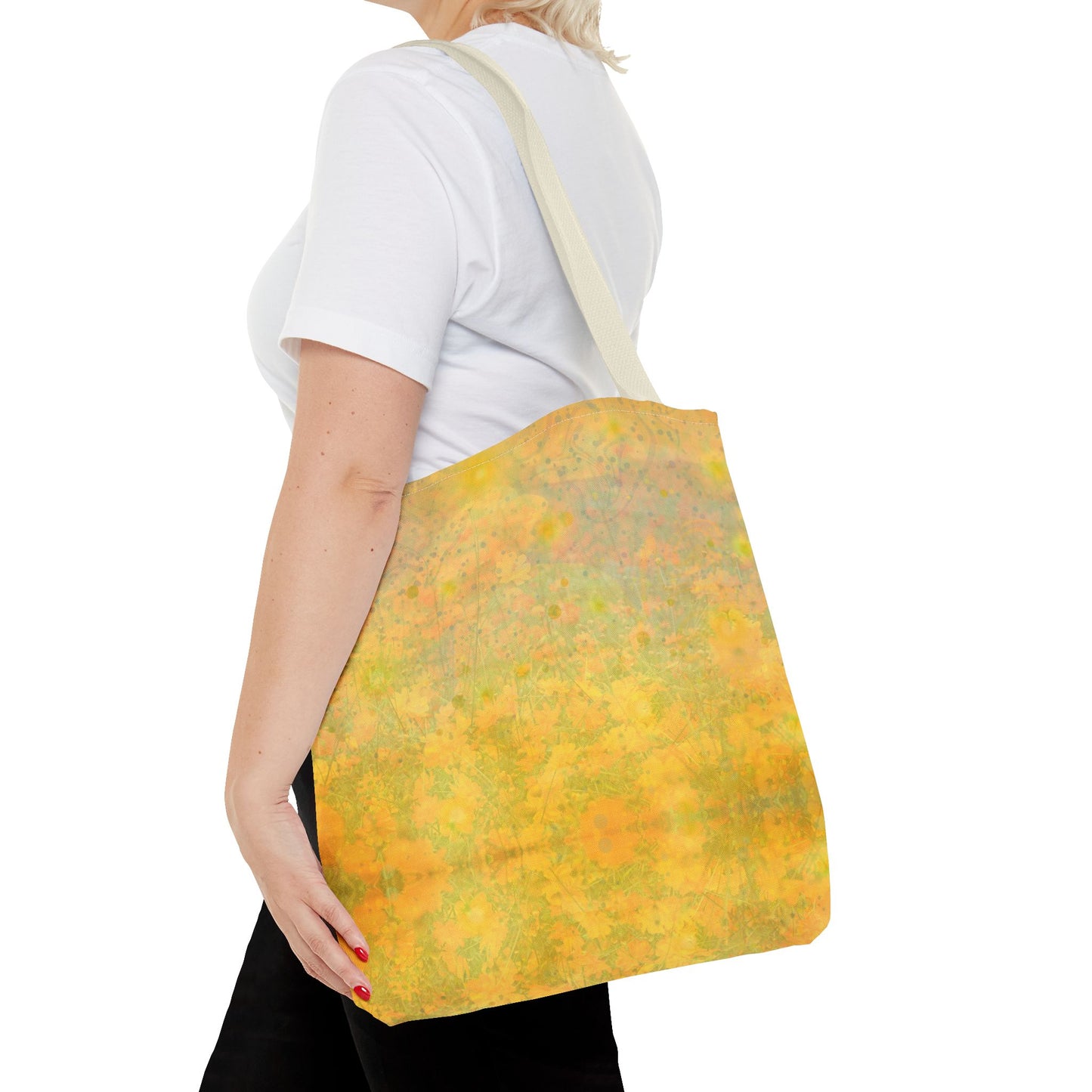 Sunlit Meadow Tote Bag - Vibrant Yellow Flower Field Design