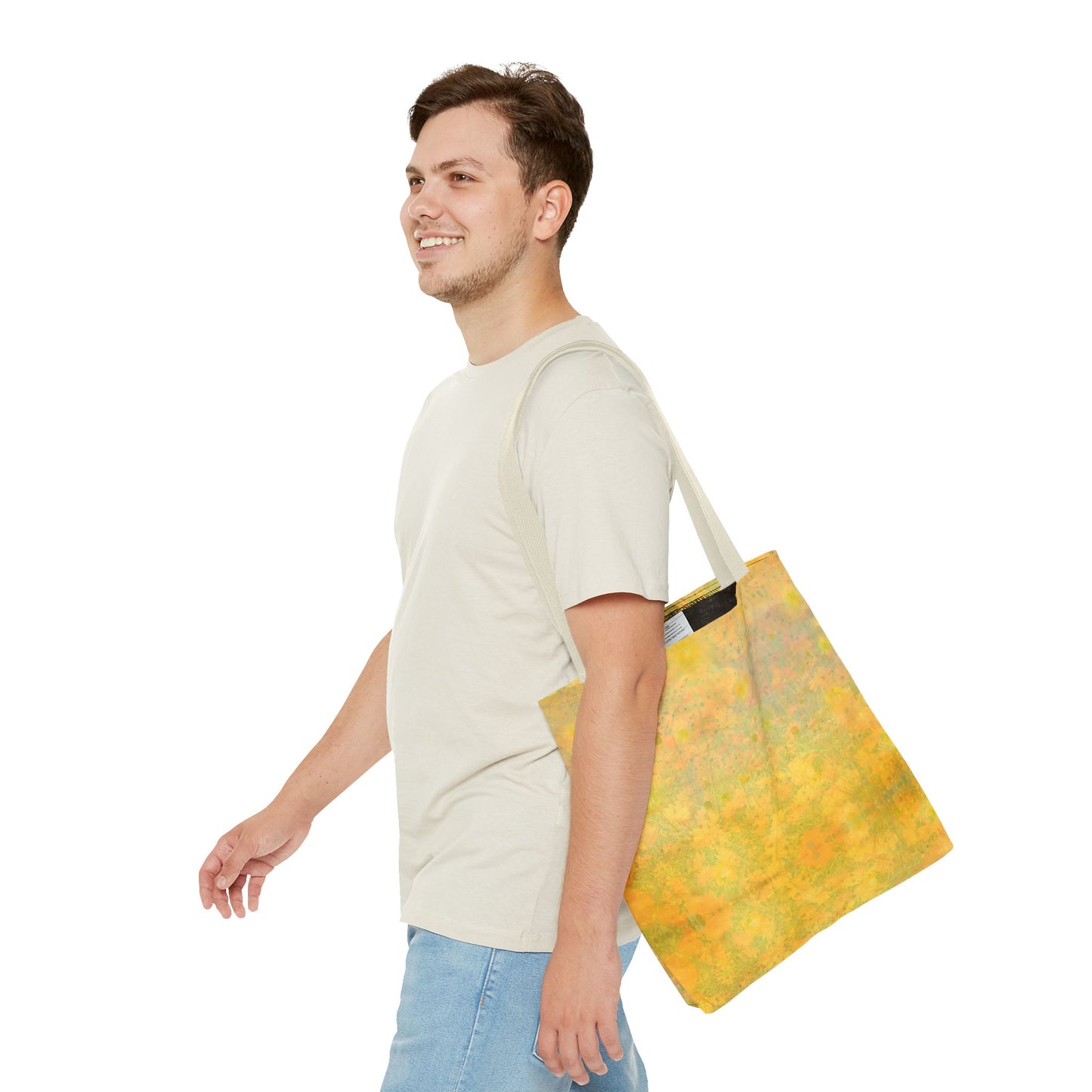 Sunlit Meadow Tote Bag - Vibrant Yellow Flower Field Design